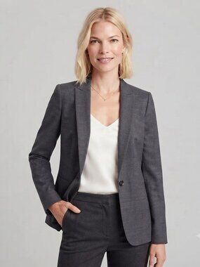 J. Crew Parke Blazer Italian Stretch Wool Heather Coal Grey Size 00/XXS NWOT